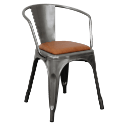 Delaware metal stol med polsteret cognac PU sæde