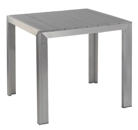 Flot terrassebord med aluminium stel og grå bordplade