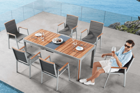 Geneva spisebordssæt til udendørs brug 4 personers bord og 4 stole