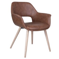 Fenja spisebordsstol - Cognac PU, egestel hvid olie
