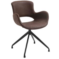 Luna spisebordsstol - Dark Brown, m/sort drejestel