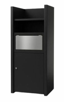 Affaldsstation i sort melamin med ekstra hylde H:150xL:60xD:60cm