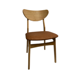 Sandie Stol I Eg med cognac PU sæde