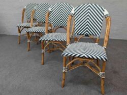 DEMO Cafestole med rattan-ramme og vævet sæde/ryglæn i hvid og grøn