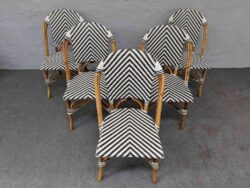 DEMO Cafestole med rattan-ramme og vævet sæde/ryglæn i hvid og Brun