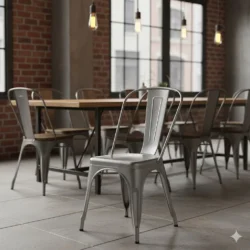 New York Caféstol i børstet råt stål look