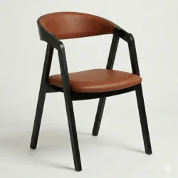 Laura stol i sort bøg med cognac PU sæde