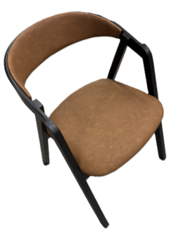 Laura stol i sort bøg med cognac PU sæde og ryg