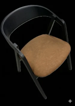 Laura stol i sort bøg med cognac PU sæde