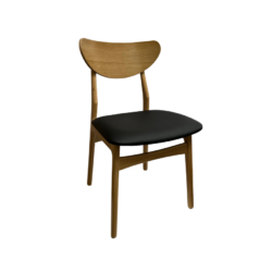 Sandie Stol I Eg med sort PU sæde