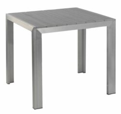 Flot terrassebord med aluminium stel og grå bordplade