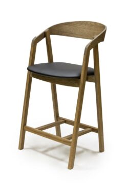 Laura counter stol i eg med Polsteret PU sæde (65 cm sidde højde)