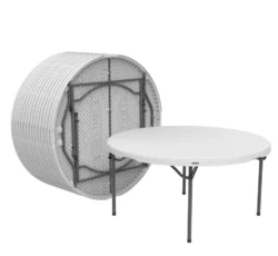 Rundt klapbord - Ø 153 cm med stabelspor offwhite