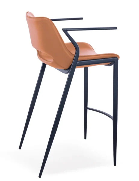 Barstol Model Liva - 75 cm højKernelæder/Pu - Cognac - sort metal