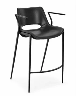 Barstol Model Liva 75 cm hæjKernelæder/Pu - Sort - sort metal
