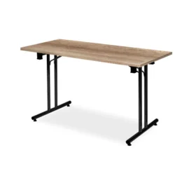 Klapbord m. sort stel og Melaminbordplade 160x80 (Sonoma Oak)