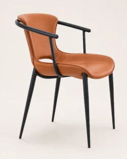 Armstol Model SofiaKernelæder/Pu - Cognac - sort metal