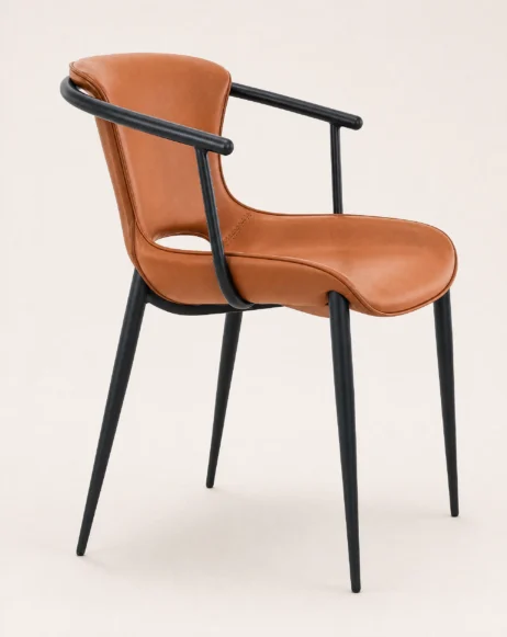 Armstol Model SofiaKernelæder/Pu - Cognac - sort metal