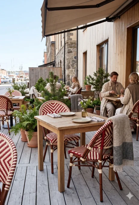 Oslo Flet restaurant udendørs stol i Creme/Bourdeux