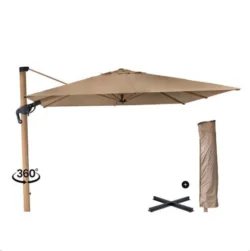 Eifel Parasol - 300x300cm Taupe/Wood Look