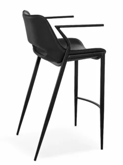 Barstol Model Liva 75 cm hæjKernelæder/Pu - Sort - sort metal