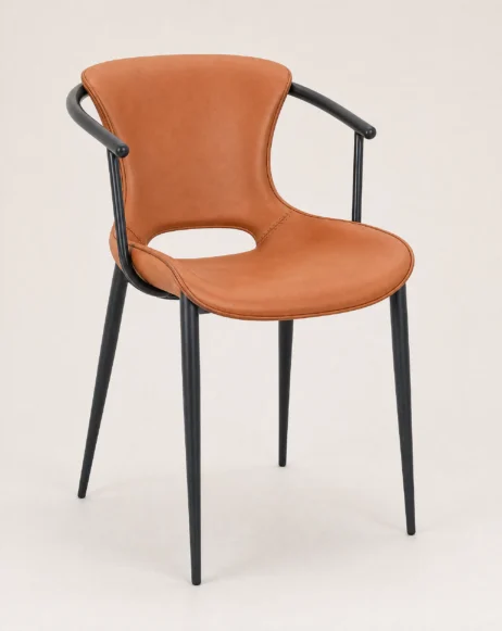 Armstol Model SofiaKernelæder/Pu - Cognac - sort metal