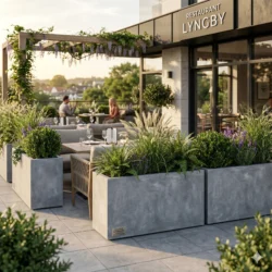 Exclusive blomsterkasse i fiberglas med cement 120*40*H60cm