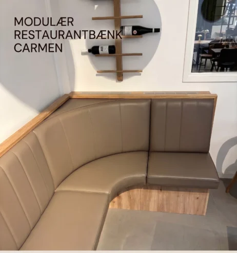 CARMEN Restaurantbænk i ægte læder - dansk produceret