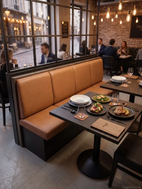 CARMEN Restaurantbænk i ægte læder - dansk produceret